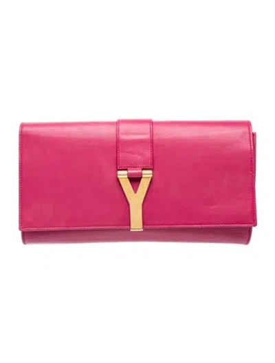 Pre-owned Saint Laurent Leather Clutch In Pink