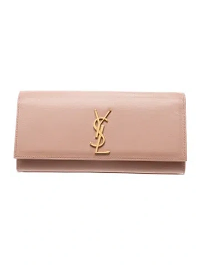 Pre-owned Saint Laurent Leather Clutch In Pink