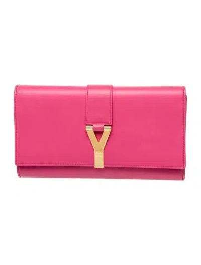 Pre-owned Saint Laurent Leather Clutch In Pink