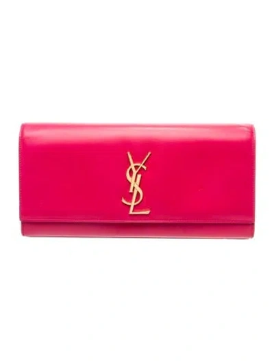 Pre-owned Saint Laurent Leather Clutch In Pink