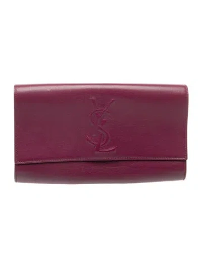 Pre-owned Saint Laurent Leather Clutch In Purple