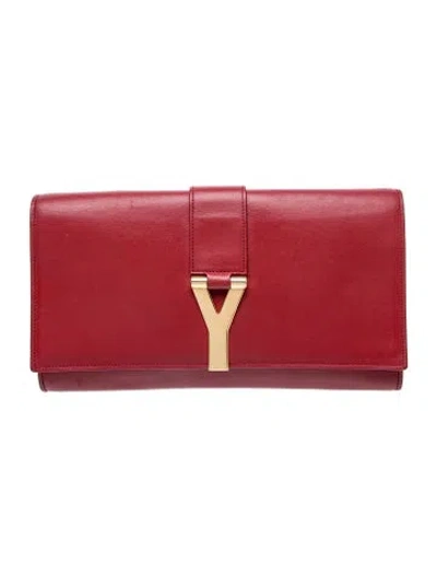 Pre-owned Saint Laurent Leather Clutch In Red