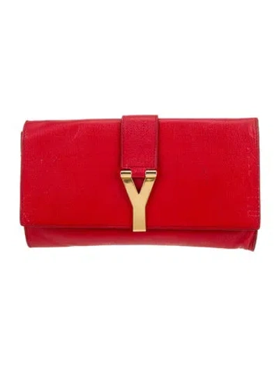 Pre-owned Saint Laurent Leather Clutch In Red