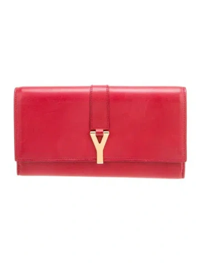 Pre-owned Saint Laurent Leather Clutch In Red