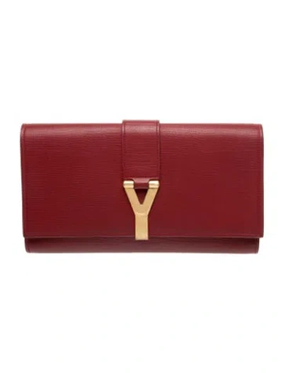 Pre-owned Saint Laurent Leather Clutch In Red
