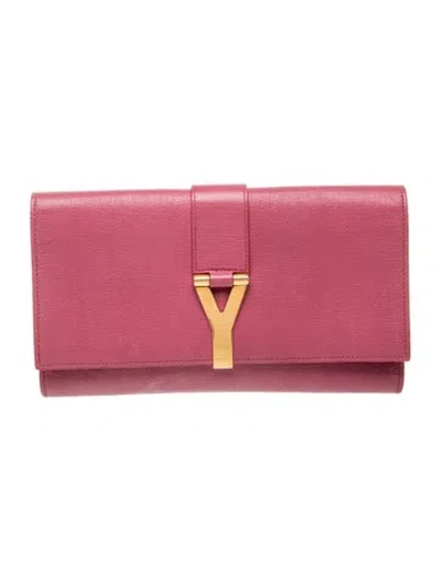 Pre-owned Saint Laurent Leather Clutch In Red