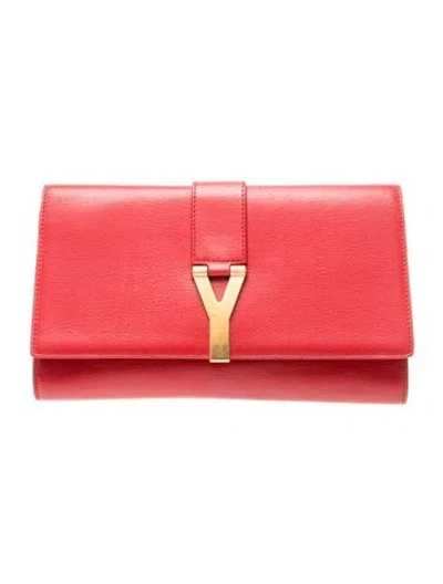 Pre-owned Saint Laurent Leather Clutch In Red