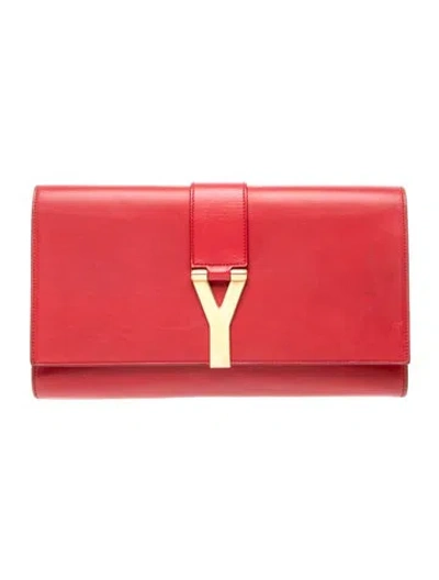 Pre-owned Saint Laurent Leather Clutch In Red