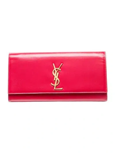 Pre-owned Saint Laurent Leather Clutch In Red