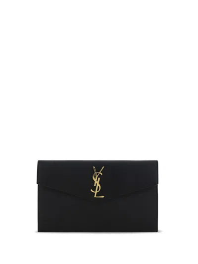 Saint Laurent Leather Clutch Wallet Wallet In Black