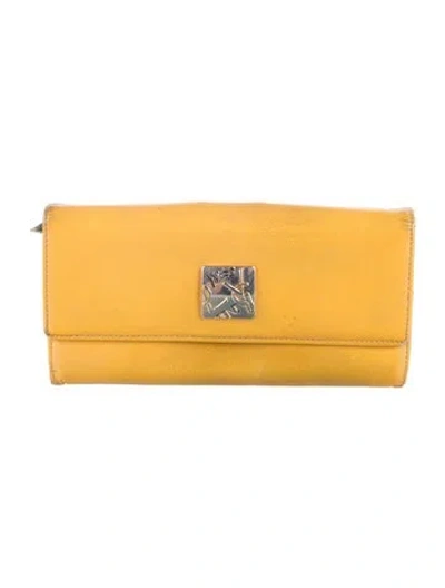 Pre-owned Saint Laurent Leather Clutch In Yellow