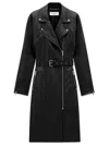 Saint Laurent Midi-length Zipped Biker Jacket In Black  