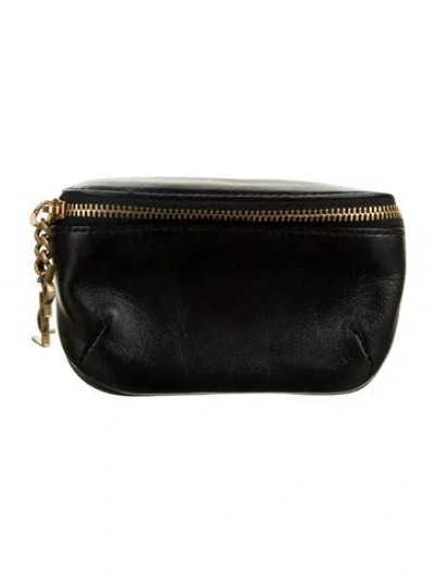 Pre-owned Saint Laurent Leather Coin Pouch In Black