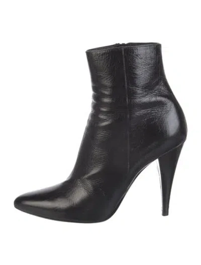 Pre-owned Saint Laurent Leather Colorblock Pattern Boots In Black