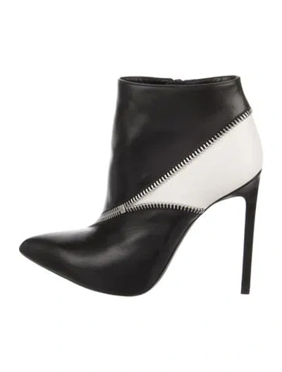 Pre-owned Saint Laurent Leather Colorblock Pattern Boots In Black
