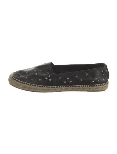 Pre-owned Saint Laurent Leather Colorblock Pattern Espadrilles In Black