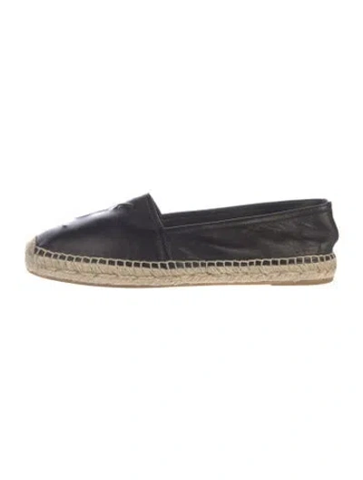 Pre-owned Saint Laurent Leather Colorblock Pattern Espadrilles In Black