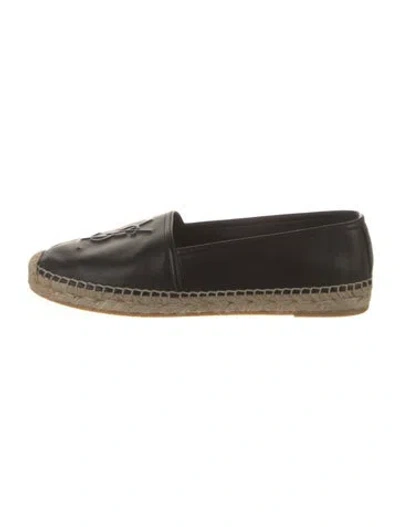 Pre-owned Saint Laurent Leather Colorblock Pattern Espadrilles In Black