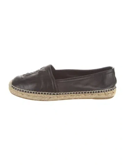 Pre-owned Saint Laurent Leather Colorblock Pattern Espadrilles In Brown