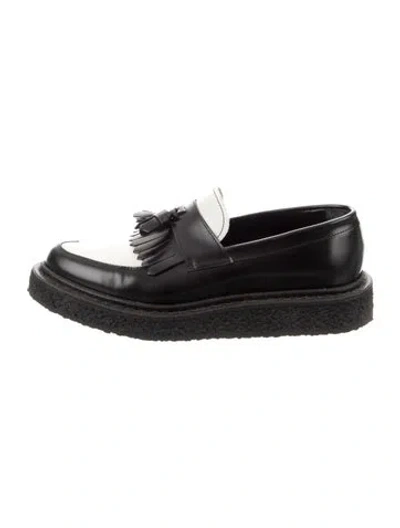 Pre-owned Saint Laurent Leather Colorblock Pattern Loafers In Black