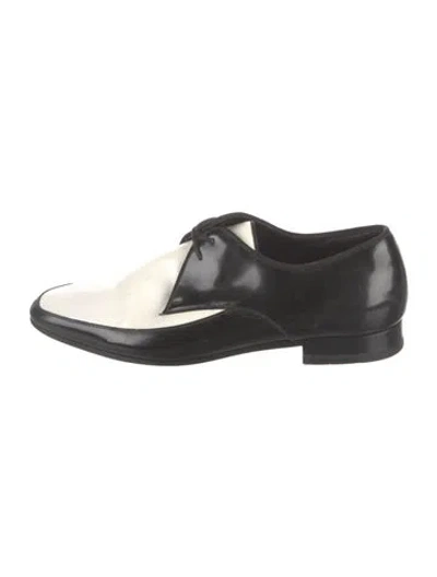 Pre-owned Saint Laurent Leather Colorblock Pattern Oxfords In Black