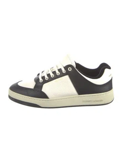 Pre-owned Saint Laurent Leather Colorblock Pattern Sneakers In White
