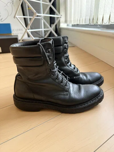 Pre-owned Saint Laurent Leather Combat Boot (hedi Slimane Era) In Black