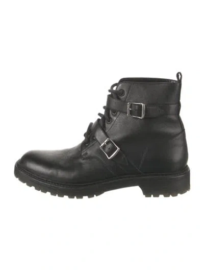 Pre-owned Saint Laurent Leather Combat Boots In Black
