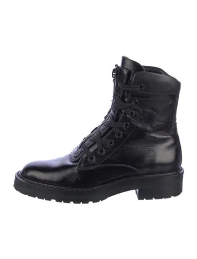 Pre-owned Saint Laurent Leather Combat Boots In Black