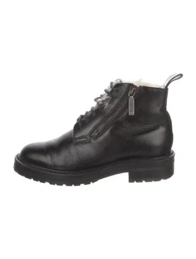 Pre-owned Saint Laurent Leather Combat Boots In Black