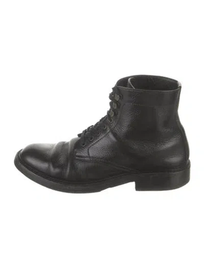 Pre-owned Saint Laurent Leather Combat Boots In Black