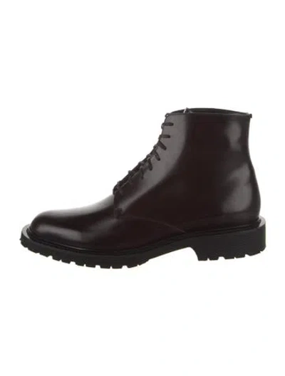 Pre-owned Saint Laurent Leather Combat Boots In Black