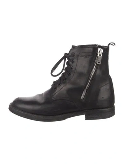 Pre-owned Saint Laurent Leather Combat Boots In Black
