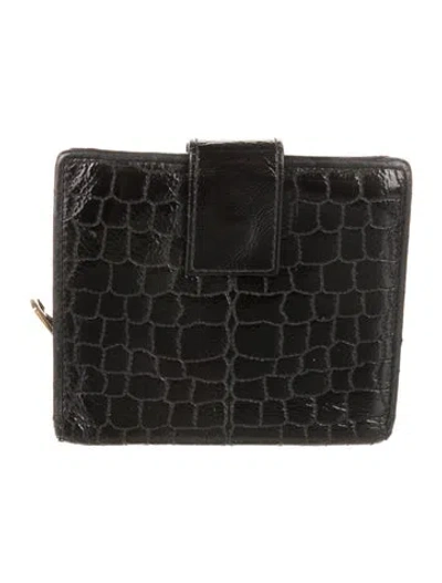 Pre-owned Saint Laurent Leather Compact Wallet In Black