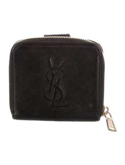 Pre-owned Saint Laurent Leather Compact Wallet In Black