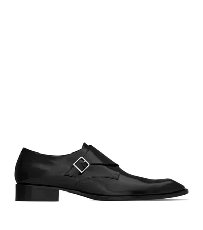 Saint Laurent Leather Connor Buckled Monk Shoes In Black