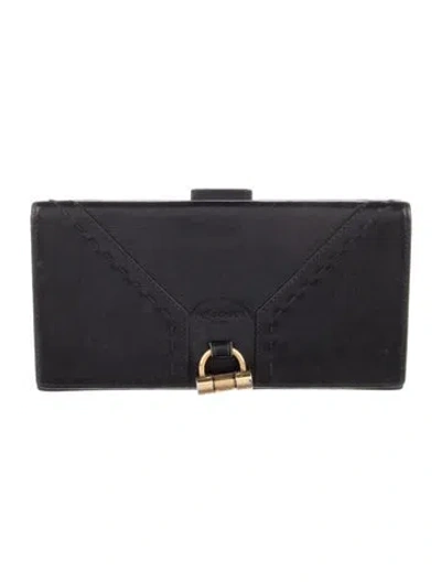 Pre-owned Saint Laurent Leather Continental Wallet In Black