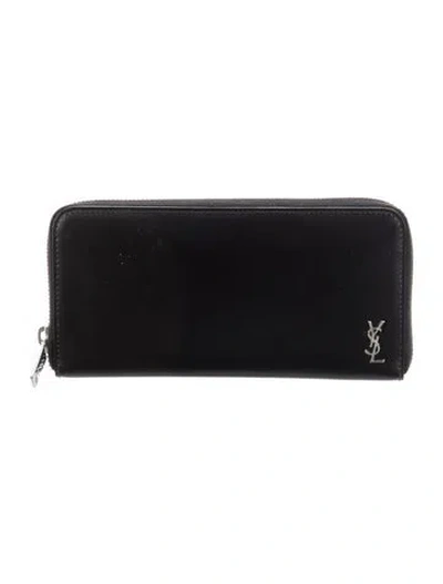 Pre-owned Saint Laurent Leather Continental Wallet In Black