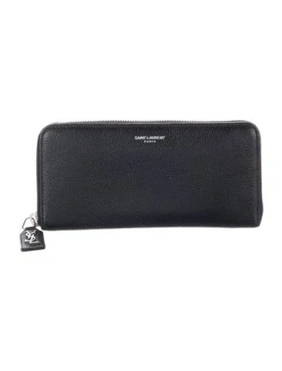 Pre-owned Saint Laurent Leather Continental Wallet In Black
