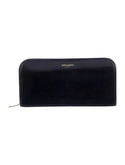 Pre-owned Saint Laurent Leather Continental Wallet In Black