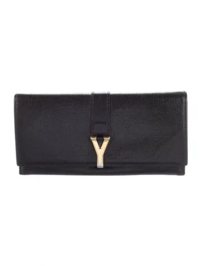 Pre-owned Saint Laurent Leather Continental Wallet In Black