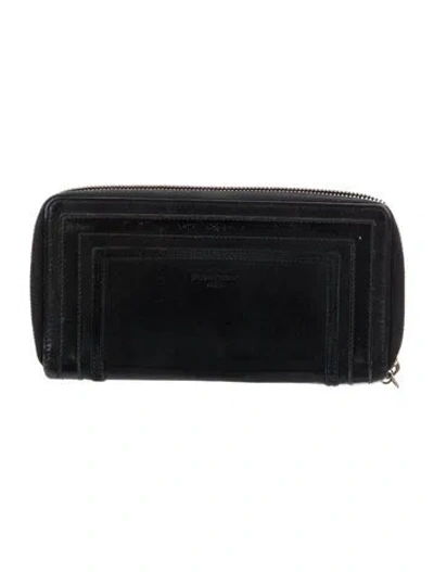 Pre-owned Saint Laurent Leather Continental Wallet In Black