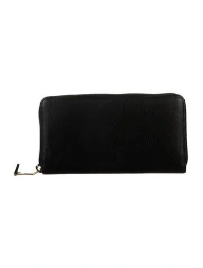 Pre-owned Saint Laurent Leather Continental Wallet In Black