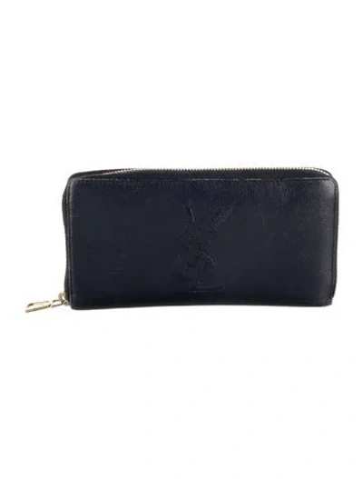 Pre-owned Saint Laurent Leather Continental Wallet In Blue