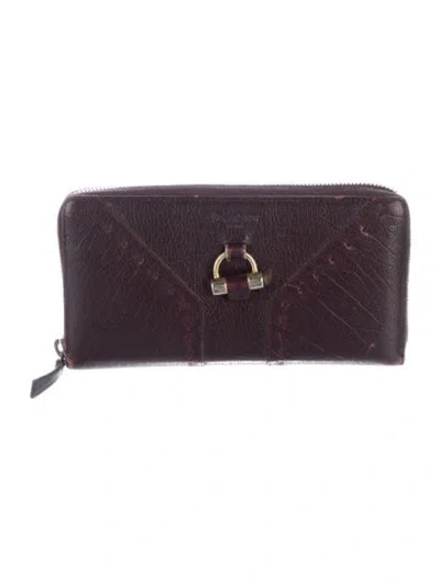 Pre-owned Saint Laurent Leather Continental Wallet In Burgundy