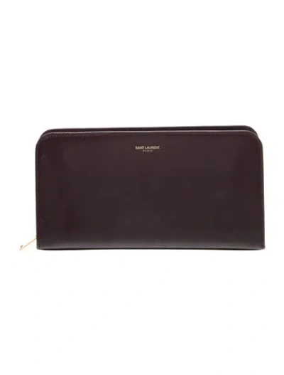 Pre-owned Saint Laurent Leather Continental Wallet In Burgundy