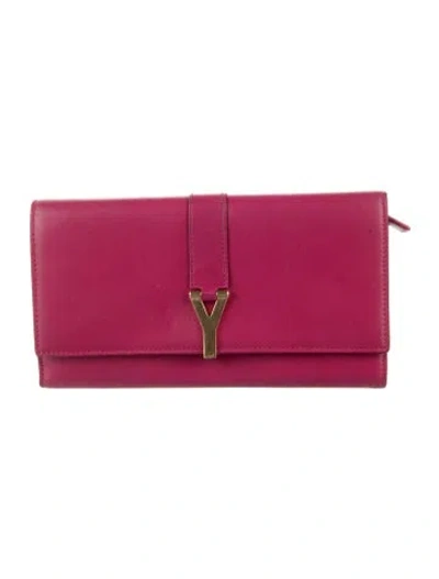 Pre-owned Saint Laurent Leather Continental Wallet In Pink