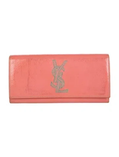 Pre-owned Saint Laurent Leather Continental Wallet In Pink
