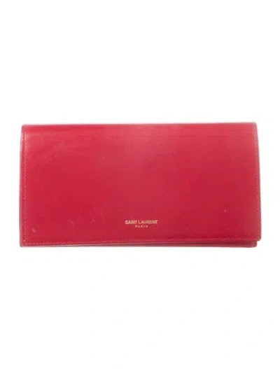 Pre-owned Saint Laurent Leather Continental Wallet In Red