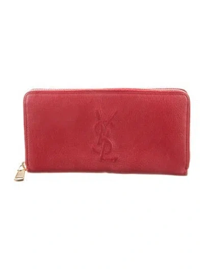 Pre-owned Saint Laurent Leather Continental Wallet In Red